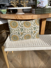 Load image into Gallery viewer, Gold &amp; Olive Linen Blend Lumbar Pillow
