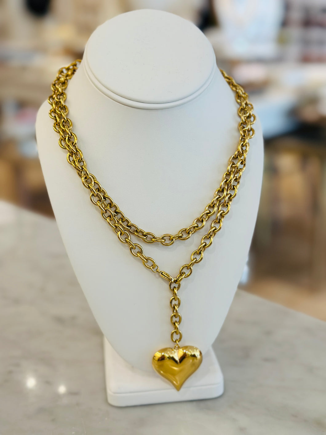 Gold XL Wrap Around Heart Necklace