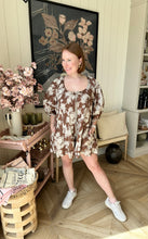 Load image into Gallery viewer, Brown Floral Short Romper Dress
