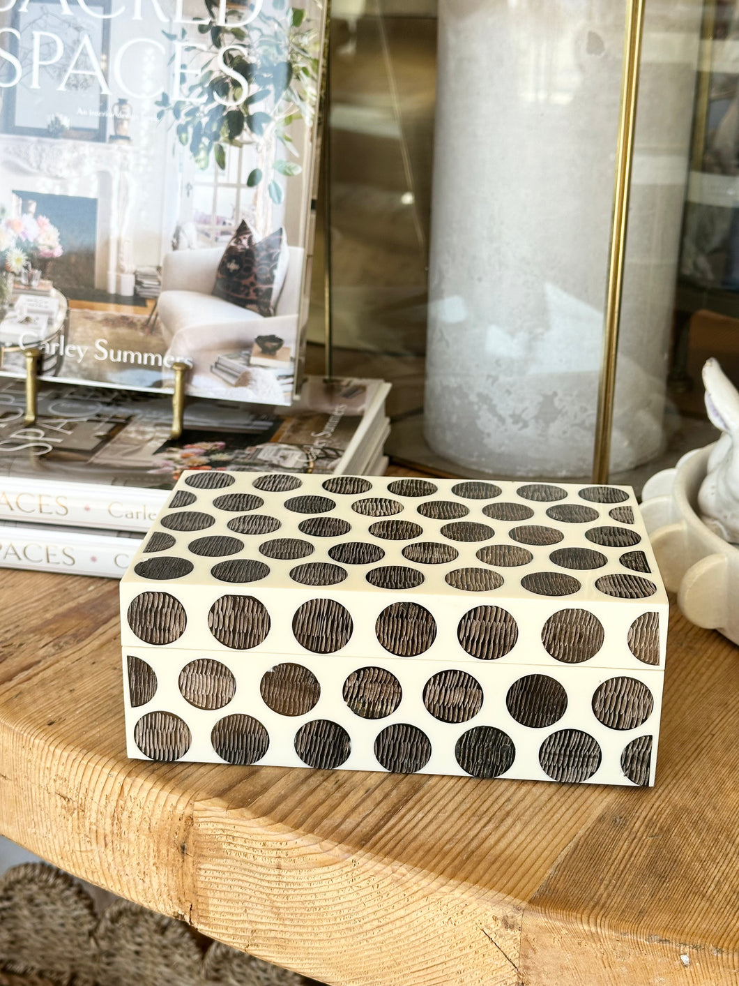 Black & Ivory Polka Dot Chiseled Boxes