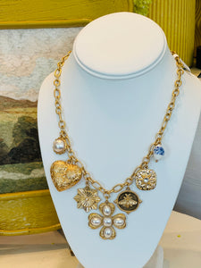 Gold & Pearl Charm Necklace