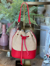 Load image into Gallery viewer, Raffia Leather Bucket Purse
