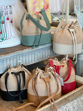Load image into Gallery viewer, Raffia Leather Bucket Purse
