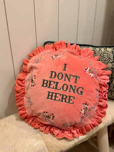 Coral Velvet Embroidered Pillow