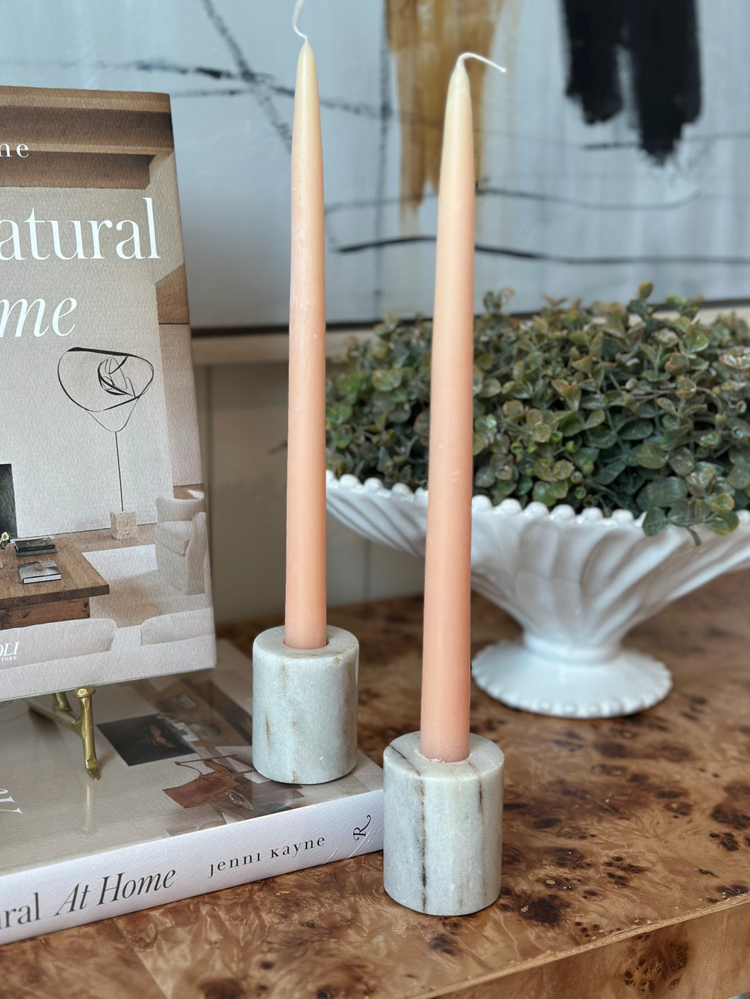 Taupe Marble Taper Holders