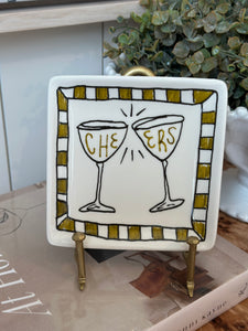 Stoneware Cheers Dish