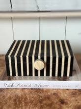 Load image into Gallery viewer, Black &amp; White Stripe Resin &amp; Wood Box
