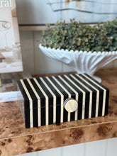 Load image into Gallery viewer, Black &amp; White Stripe Resin &amp; Wood Box
