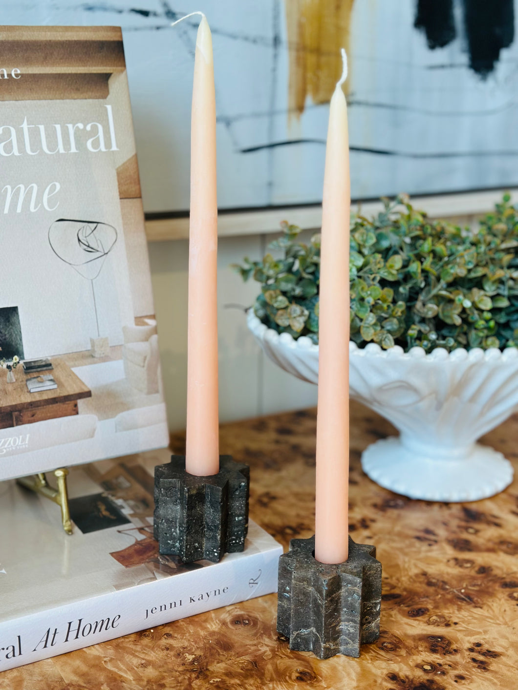 Travertine Star Taper Holders