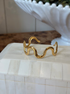 18K Wavy Cuff Bracelets