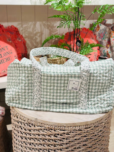 Anthia Sage Gingham Duffle Bag