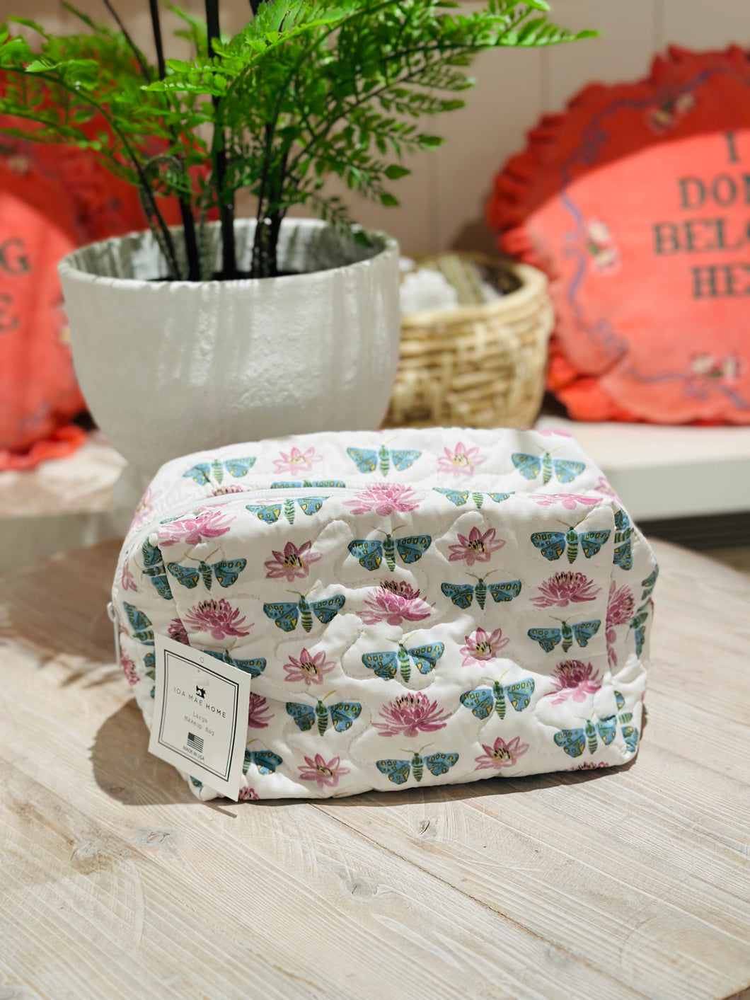 Millie Butterfly Quilted Makeup Bag