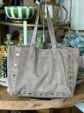 Load image into Gallery viewer, Large Suede Studded Tote
