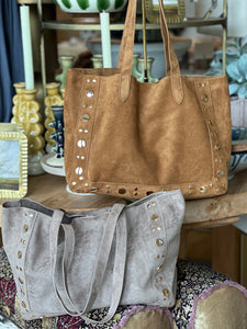 Large Suede Studded Tote