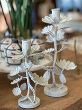 Load image into Gallery viewer, White Floral Taper Holders
