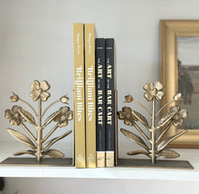 Load image into Gallery viewer, Set of 2 Gold Flower Bookends
