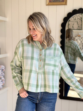Load image into Gallery viewer, Apple Green Cotton Plaid Top
