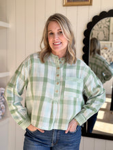 Load image into Gallery viewer, Apple Green Cotton Plaid Top
