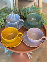 Load image into Gallery viewer, Fluted Stoneware Mug &amp; Saucer
