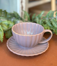 Load image into Gallery viewer, Fluted Stoneware Mug &amp; Saucer
