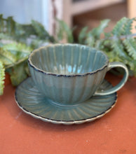 Load image into Gallery viewer, Fluted Stoneware Mug &amp; Saucer
