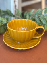 Load image into Gallery viewer, Fluted Stoneware Mug &amp; Saucer
