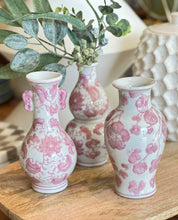 Load image into Gallery viewer, Floral Pink Stoneware Vases
