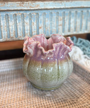 Load image into Gallery viewer, Pink Glazed Ruffle Speckled Planter
