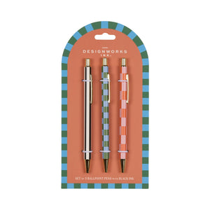 A Dopo Set of 3 Pens- Stripes & Checks