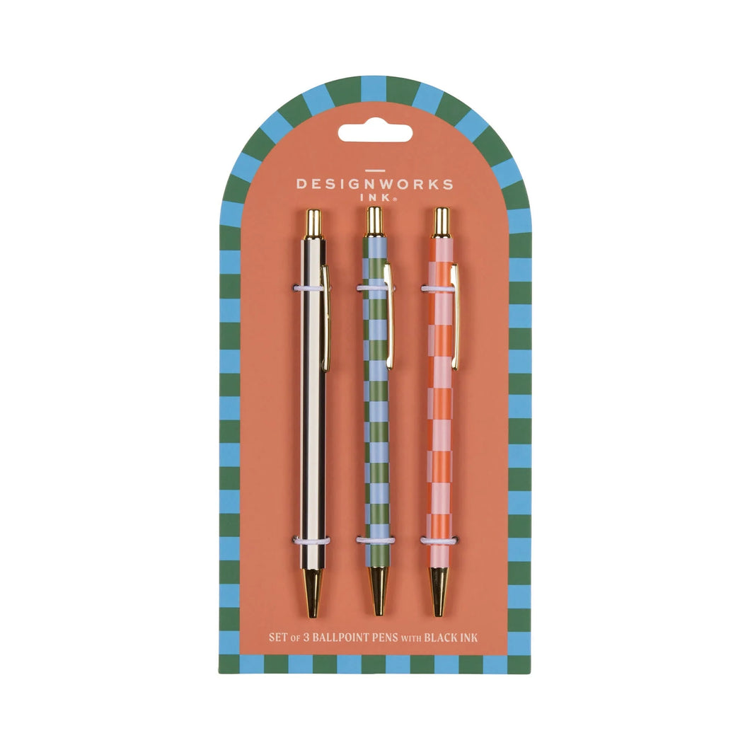 A Dopo Set of 3 Pens- Stripes & Checks