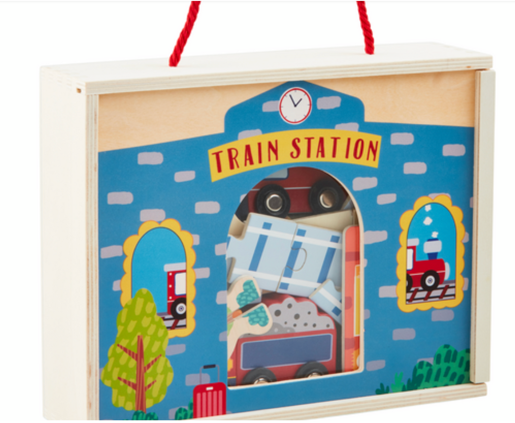 Wood Train Puzzle Set