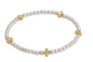 Enewton Small Signature Cross Pearl 3mm Bracelet