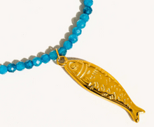 Load image into Gallery viewer, Turquoise Beaded Fish Necklace
