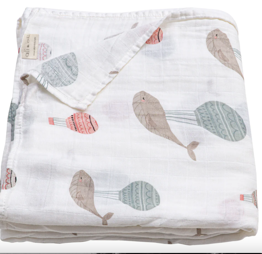 Bamboo Whale Swaddle Blanket