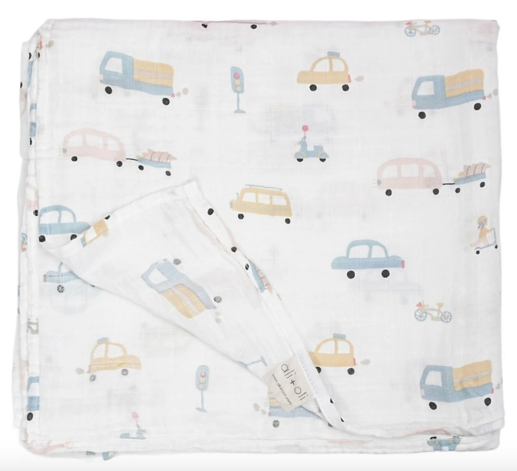 Bamboo Automobile Muslin Swaddle Blanket