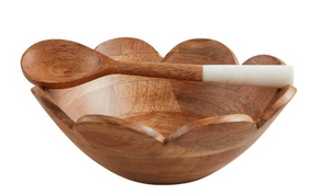 2 Piece Wood Scallop Bowl w/ Server
