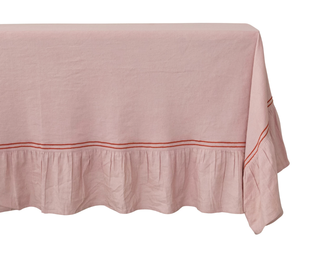 Pink Ruffled Tablecloth