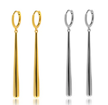 Load image into Gallery viewer, Dagger Huggie Drop Earrings

