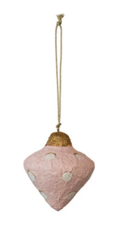 Polka Dot Paper Mache Ornaments