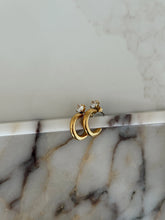 Load image into Gallery viewer, Palmer Gold  &amp; CZ Hoops
