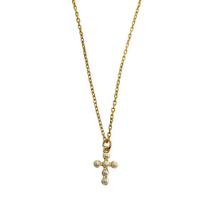 Pearl Cross Gold Necklace