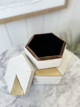 Load image into Gallery viewer, Ivory/Gold Inlay Hexagon Box
