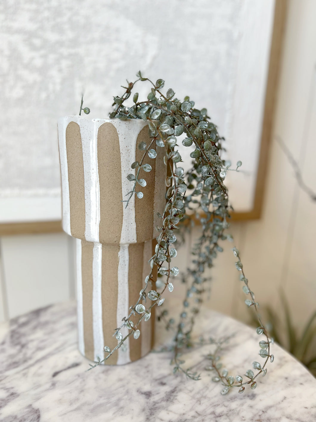 Striped Stoneware Vase