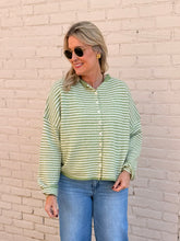 Load image into Gallery viewer, Matcha &amp; Ivory Stripe Piper Cardigan Sweater
