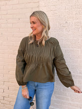 Load image into Gallery viewer, Olive Shirring Blouse Top
