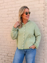 Load image into Gallery viewer, Matcha &amp; Ivory Stripe Piper Cardigan Sweater
