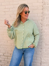 Load image into Gallery viewer, Matcha &amp; Ivory Stripe Piper Cardigan Sweater
