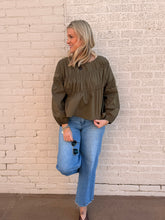 Load image into Gallery viewer, Olive Shirring Blouse Top
