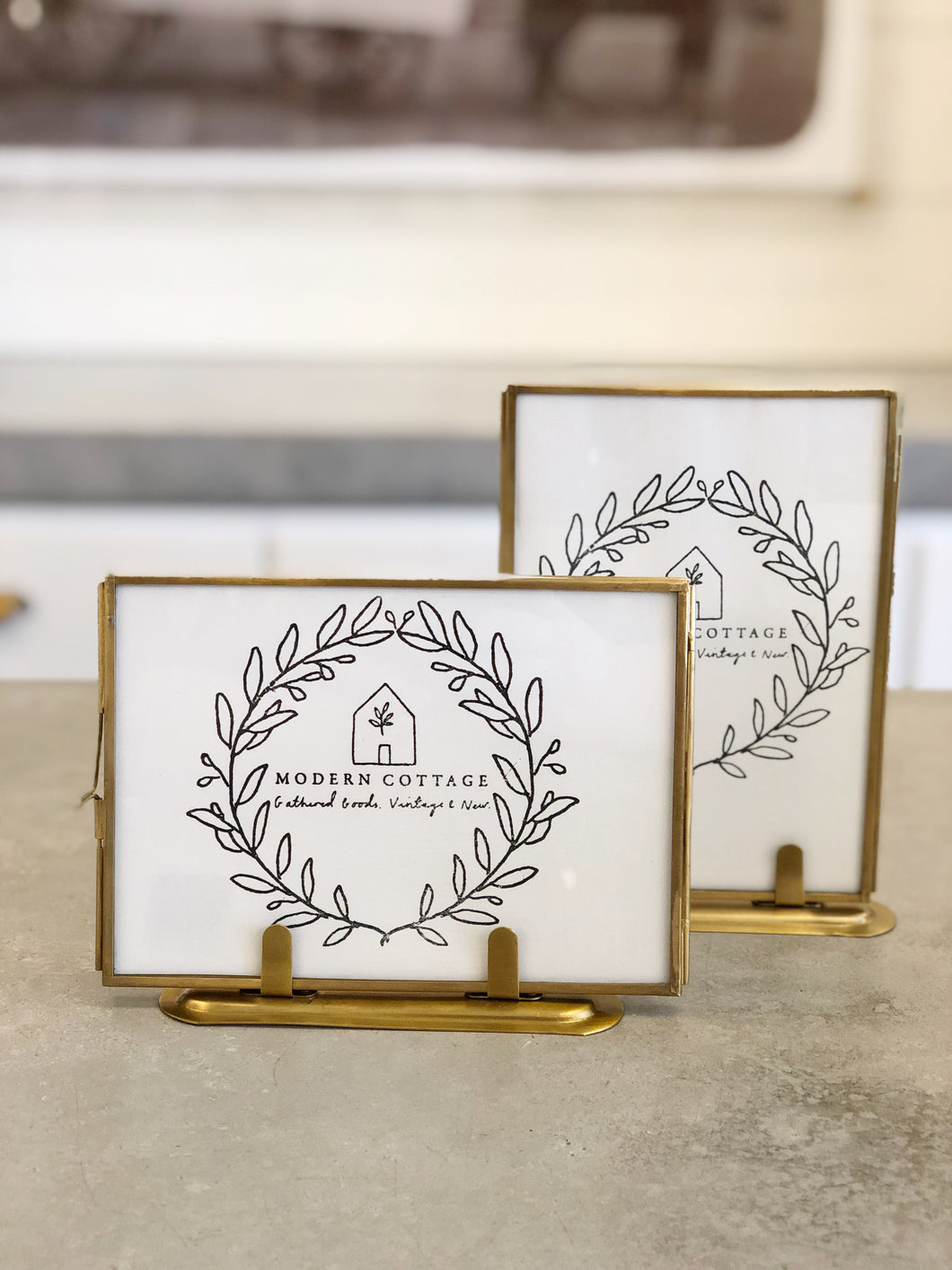 5x7 Brass and Glass Photo Frame on Stand